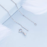925 Sterling Silver Adjustable Moonstone Necklace with CZ Accents for Women