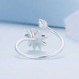 925 Sterling Silver Adjustable Flower Ring for Women