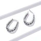 925 Sterling Silver Earrings 2.3*0.4cm Oxidized Silver for Women
