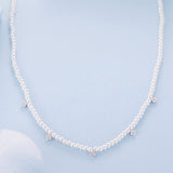 925 Sterling Silver Necklace with Pavé Setting CZ & Synthetic Pearl for Women