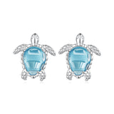 925 Sterling Silver & Brass Transparent Glass CZ Earrings 1.3*1.2cm for Women