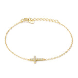 925 Sterling Silver Bracelet with Pavé Setting CZ, 155+25mm for Women
