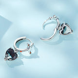 925 Sterling Silver Earrings with Pavé Setting CZ - Oxidized Silver - 2.3cm x 0.9cm - For Women