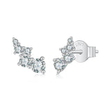 925 Sterling Silver Moissanite Earrings with White Gold Plating for Women