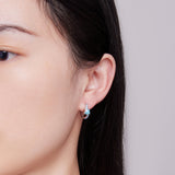 925 Sterling Silver Enamel CZ Earrings 14x6mm for Women