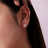 925 Sterling Silver Earrings with Pavé Setting CZ and High-Quality Nacre for Women