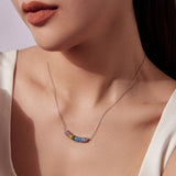 925 Sterling Silver White Gold Plated 40+5cm Necklace with Pavé Setting CZ for Women