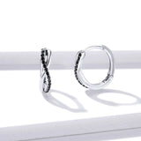 925 Sterling Silver Earrings 1.3*0.4cm with Pavé Setting CZ for Women