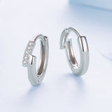 925 Sterling Silver Earrings with Pavé Setting CZ in White Gold for Women