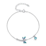 925 Sterling Silver 16.5cm+5cm Enamel Dragonfly Bracelet for Women