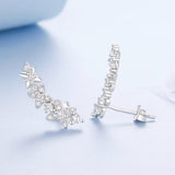 925 Sterling Silver White Gold Plated CZ Earrings 0.5*1.8cm for Women