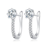 925 Sterling Silver Earrings with Pavé Setting CZ, Platinum Plated, 16x5.5mm for Women
