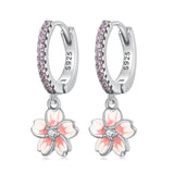 925 Sterling Silver Earrings with CZ and Enamel, 2.2x0.8m, for Women