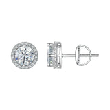 925 Sterling Silver Moissanite 1 Carat Earrings in 10mm Pavé Setting for Women