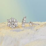 925 Sterling Silver Earrings with Pavé Setting CZ and White Gold Plating