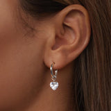 925 Sterling Silver Earrings with Pavé Setting CZ and White Gold Plating for Women