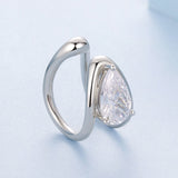 925 Sterling Silver Hoop Earrings with Pavé Setting CZ in White Gold