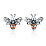 925 Sterling Silver Earrings with Pavé Setting CZ - 1.2x1.4cm for Women