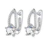 925 Sterling Silver Earrings with CZ Pavé Setting, 1.4*0.62cm for Women