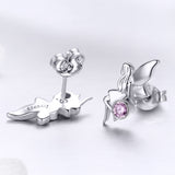 925 Sterling Silver Earrings with Pavé Setting CZ, 1.6*0.7 cm for Women