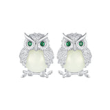 925 Sterling Silver Plated Platinum Luminous Stone Earrings 10*8mm for Women