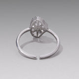 925 Sterling Silver Ring with Transparent Glass and CZ, 0.15cm Width, for Women
