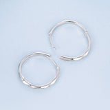 925 Sterling Silver White Gold Plated Hoop Earrings with CZ - 2.0cm