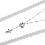 925 Sterling Silver Plated Necklace with Adjustable Length 42.5cm and CZ for Women