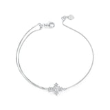 925 Sterling Silver White Gold Plated Bracelet with CZ Pendant 200mm for Women