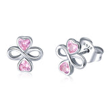 925 Sterling Silver Platinum Plated Pavé Setting CZ Earrings