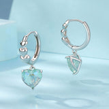 925 Sterling Silver Earrings with Transparent Glass, Plated White Gold, Size 23x8.5mm for Women