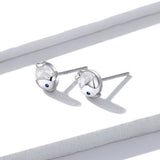 925 Sterling Silver Earrings with Pavé Setting CZ, Size 0.6*0.7cm, for Women