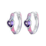 925 Sterling Silver Enamel Pavé Setting CZ Earrings for Women