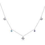 925 Sterling Silver Adjustable Necklace with Scallop Design and Pavé Setting CZ