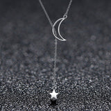 925 Sterling Silver Necklace 47cm with Moon Pendant for Women