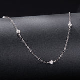 925 Sterling Silver White Gold Plated Adjustable Moissanite Necklace for Women