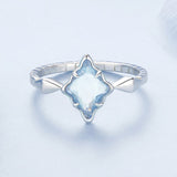 925 Sterling Silver White Gold Plated 1.2x0.9cm Pendant Ring Size 6.0 for Women