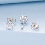 925 Sterling Silver White Gold Plated Earrings 0.5cm with CZ