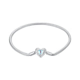925 Sterling Silver Moonstone Bracelet 17.0 cm with White Gold Plating for Women