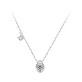 925 Sterling Silver + Moissanite Adjustable Necklace for Women - White Gold 0.5ct & 0.1ct