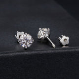 925 Sterling Silver Moissanite Stud Earrings for Women - 0.5ct, 0.6cm Size, White Gold Plated