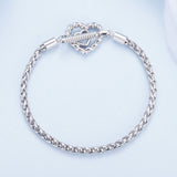 925 Sterling Silver 3.0mm Plated Platinum Bracelet Size 17.0 for Women