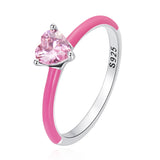 925 Sterling Silver Enamel Pavé CZ Ring Size 7 for Women