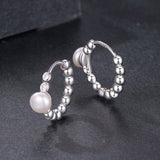 925 Sterling Silver White Gold Plated Moissanite & Pearl Earrings for Women