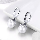 925 Sterling Silver Earrings with Quality Shell Pearl and CZ for Women