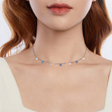 925 Sterling Silver & White Gold Plated Adjustable Layered CZ Necklace for Women