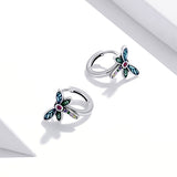 925 Sterling Silver Dragonfly Earrings with CZ and Enamel - 0.9 cm for Women