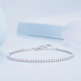 925 Sterling Silver Pavé Setting Bracelet with CZ for Women - Adjustable 18+5cm