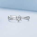 925 Sterling Silver Platinum Plated 5mm CZ Ring Size 6 for Women