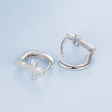 925 Sterling Silver Hoop Earrings with Pavé Setting CZ, 1.3x0.8cm, for Women
